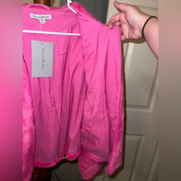 See And Be Seen Pink Faux Fur Jacket - Picture 8 of 15
